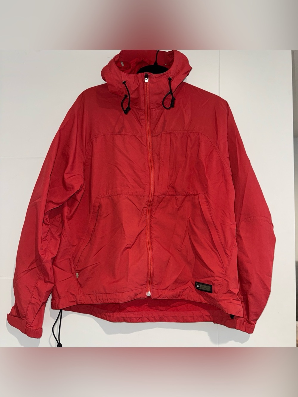 REI Women’s Large Lightweight Jacket Windbreaker Red Hooded